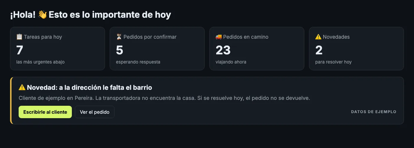 Pedidos por confirmar, en camino y la plata por recoger